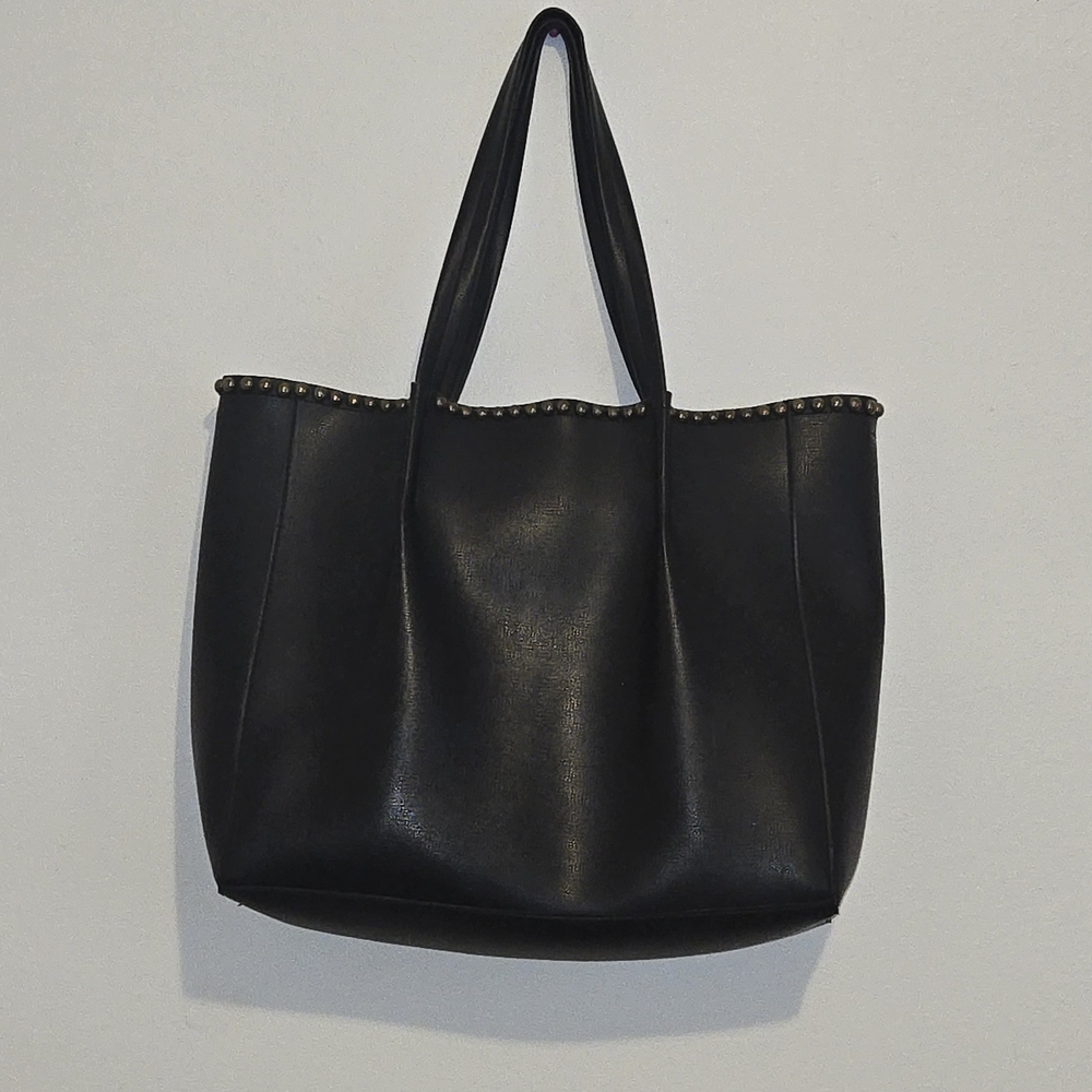 Sophisticated Black Studded Tote Bag
